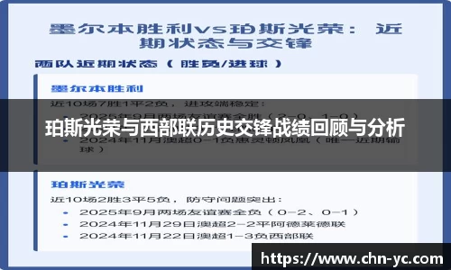 333体育珀斯光荣与西部联历史交锋战绩回顾与分析
